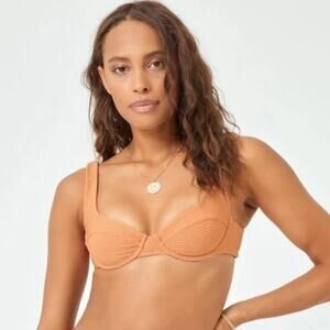 L*Space‎ Nikita Eco Chic Repreve Bikini Top in Sienna Brown Small NWT